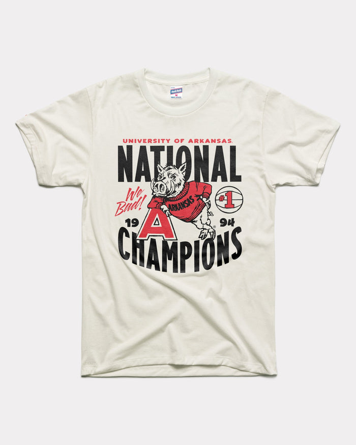 White 1994 National Champions Arkansas Razorbacks Basketball Vintage T-Shirt