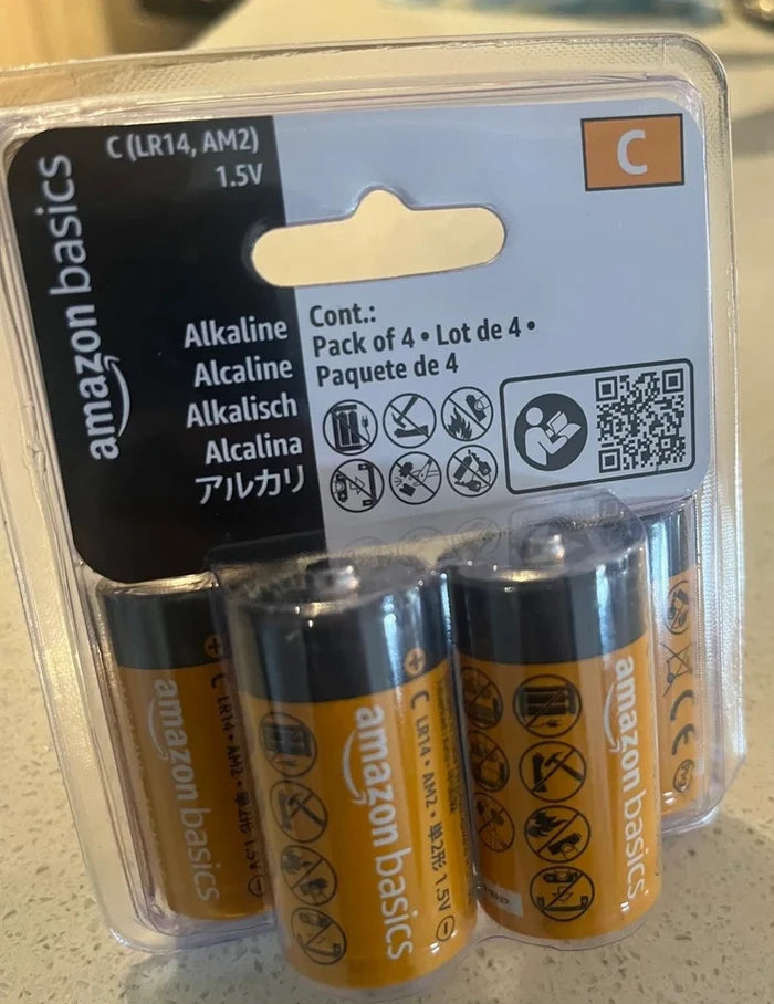 Amazon Basics Type C Cell All-Purpose Alkaline Batteries - 4 Pack  Exp: 11/29