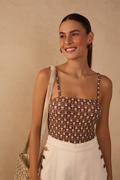 Beige Melissa Square Neck Sleeveless Bodysuit_1