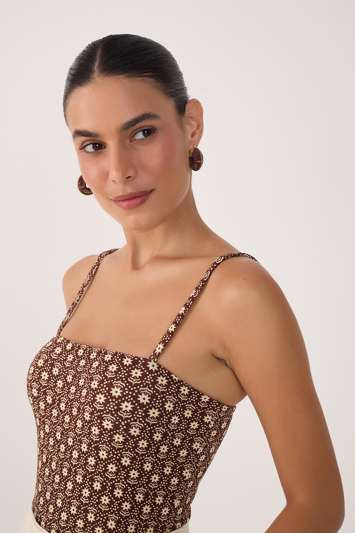 Beige Melissa Square Neck Sleeveless Bodysuit_4