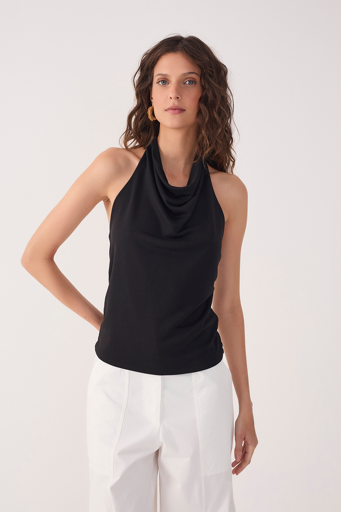 Black Cowl Neck Halter Blouse_2