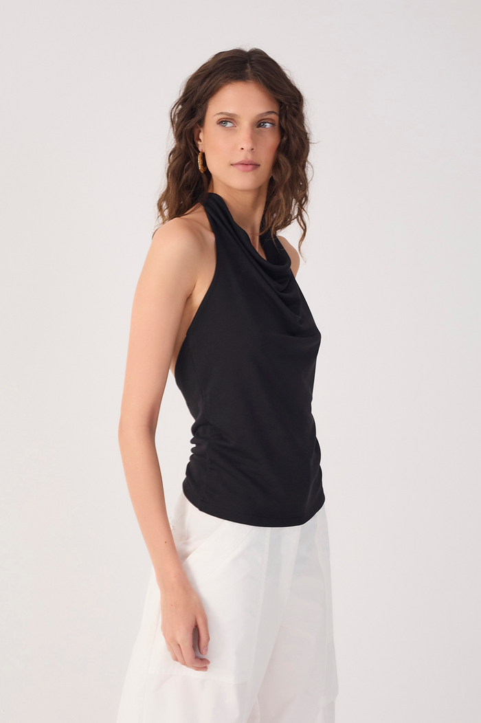 Black Cowl Neck Halter Blouse_3