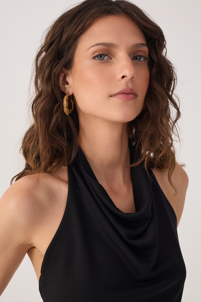 Black Cowl Neck Halter Blouse_4