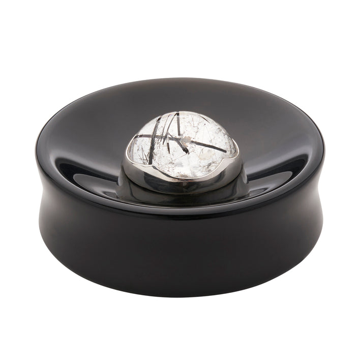 Black Obsidian & Tourmalated Quartz Stone Inlay Plugs