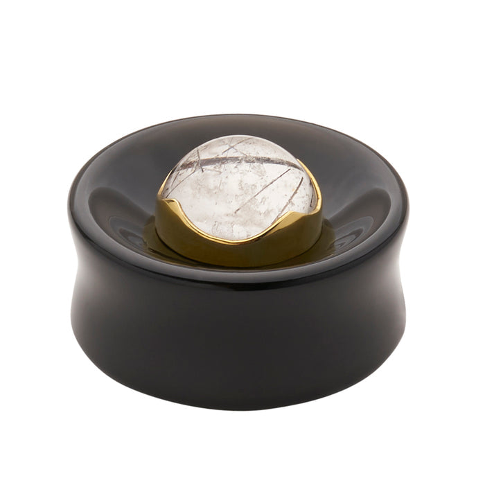 Black Obsidian & Tourmalated Quartz Stone Inlay Plugs