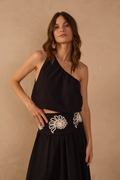 Black One-Shoulder Balloon Blouse_1
