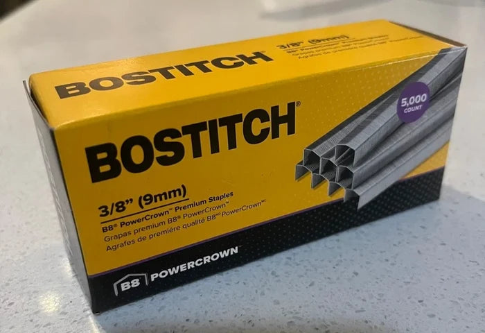Bostitch of B8 PowerCrown Premium Staples 3/8" (9mm) Leg 5000/Box