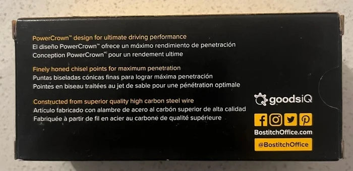 Bostitch of B8 PowerCrown Premium Staples 3/8" (9mm) Leg 5000/Box