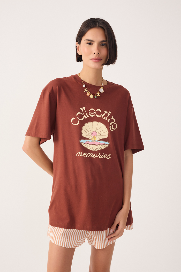 Brown Memories Short Sleeve Cotton T-Shirt_4
