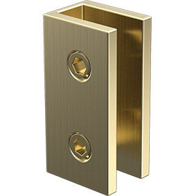 Brushed Brass / Satin Gold Fixed Frameless Shower Screen Panel with Wall Brackets - Image 2