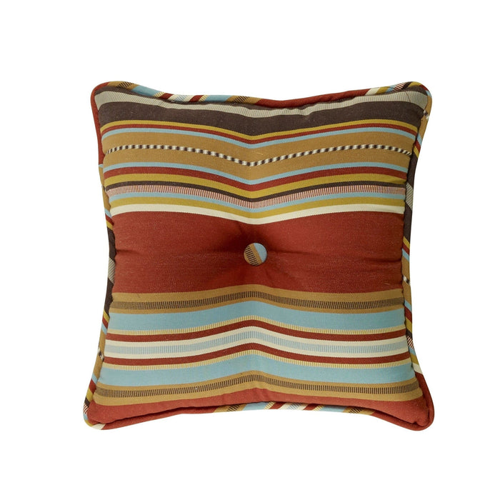 Calhoun Tufted Throw Pillow w/ Stripes, 18x18 Pillow
