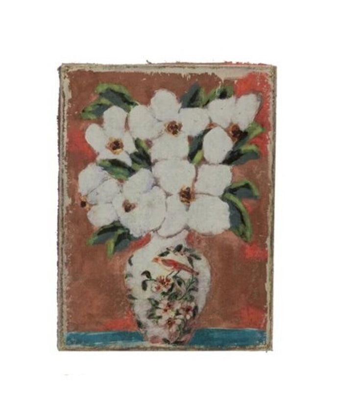 Canvas Wall Décor with Flowers in Vase, White