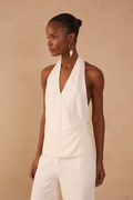 Halter Neck Linen Blouse_1