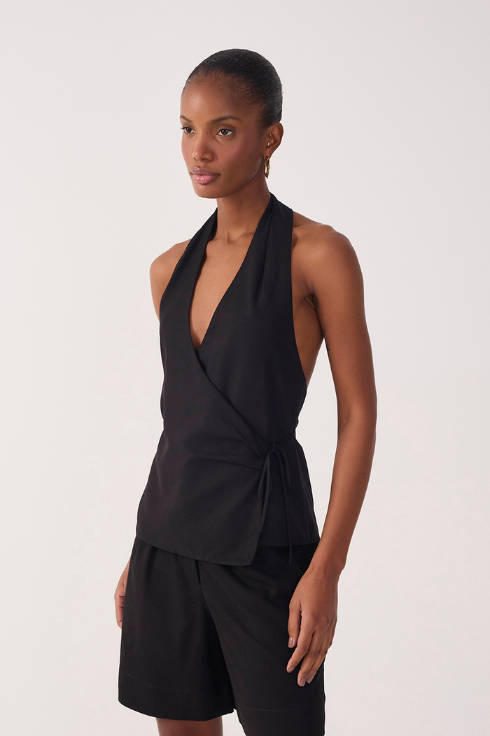 Halter Neck Linen Blouse_2