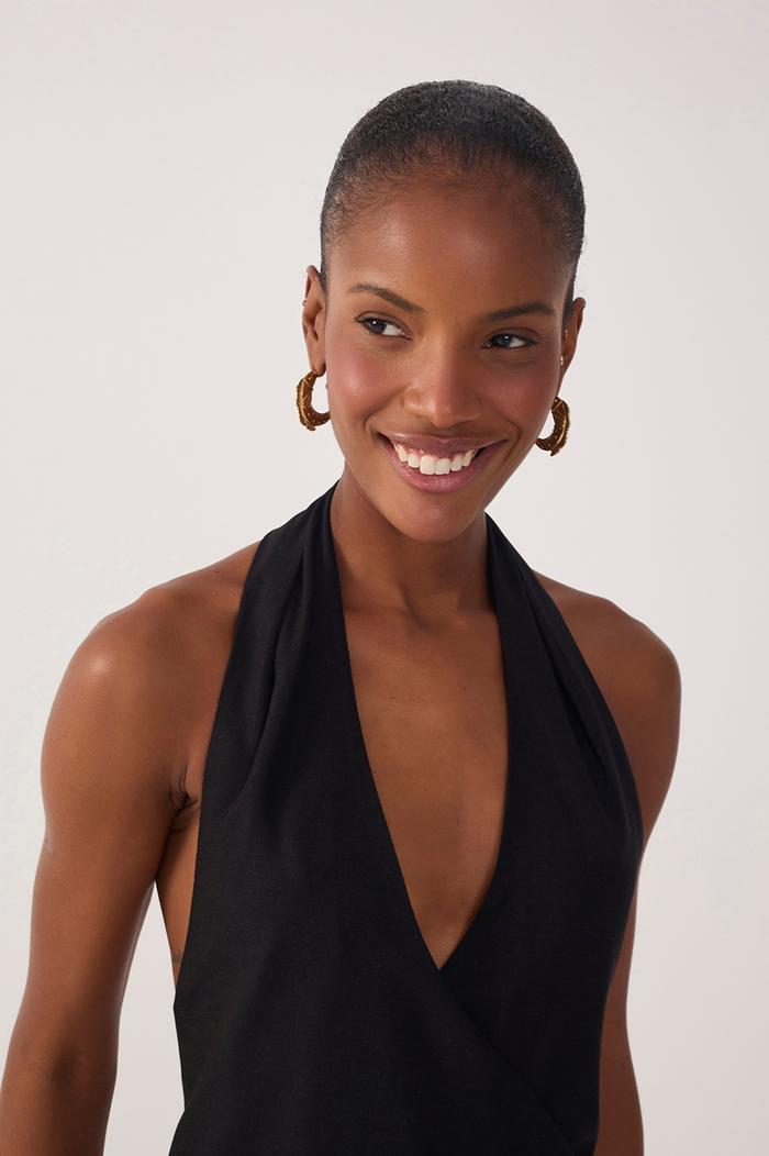 Halter Neck Linen Blouse_4