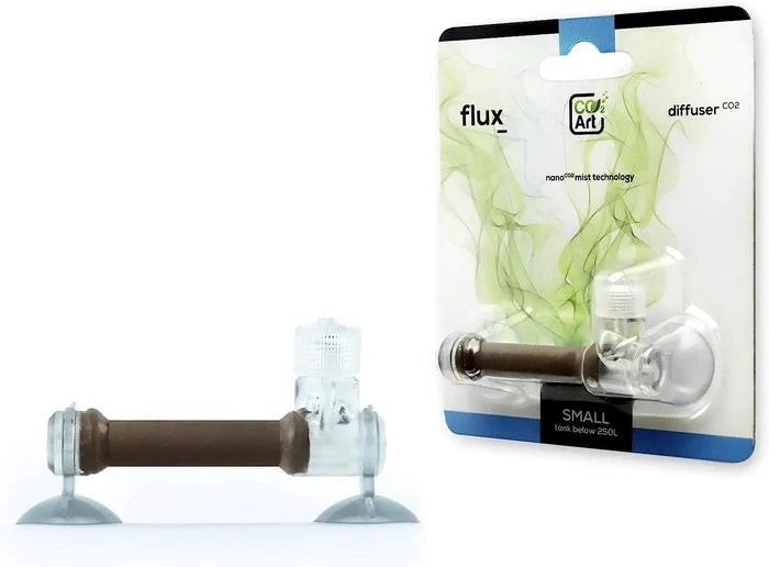 In-Tank Flux CO2 Diffuser V2 with brown and clear design, suction cups
