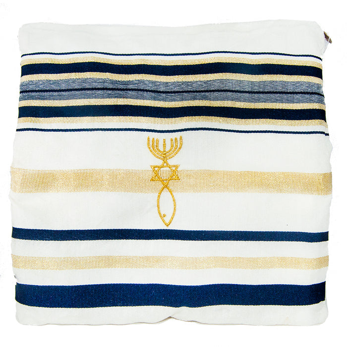 Tallit Prayer Shawl Dark Blue & Gold Stripes