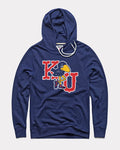 Navy Kansas KU Marching Jayhawks Vintage Hoodie Sweatshirt
