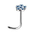 20g Light Sapphire Flower Shape With 6 Crystals Nose Screw Surgical Steel / Silver / Light Sapphire Nose Screw