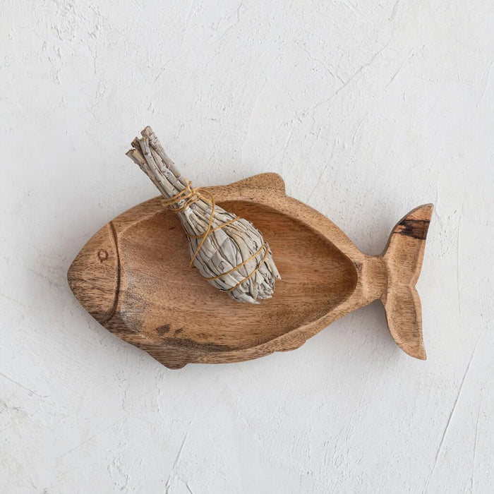 Mango Wood Fish Dish 8"