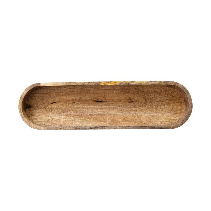Mango Wood Footed Tray, Natural