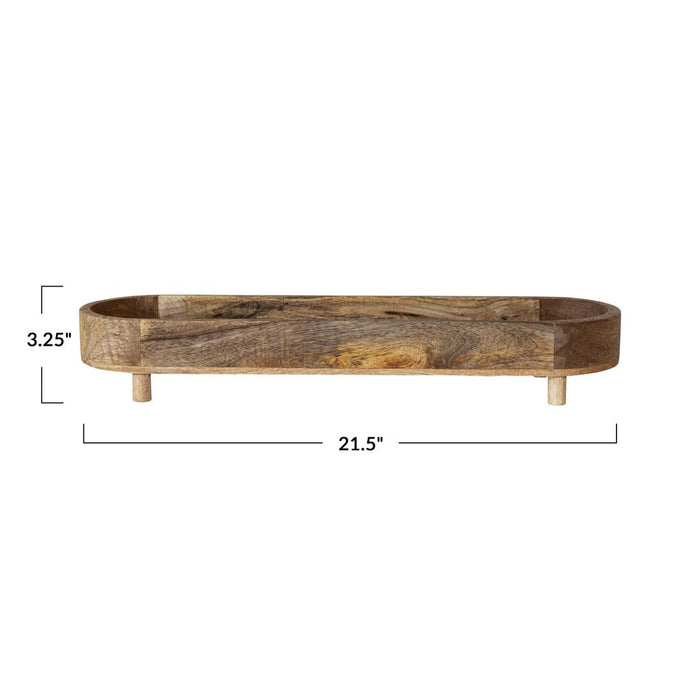 Mango Wood Footed Tray, Natural