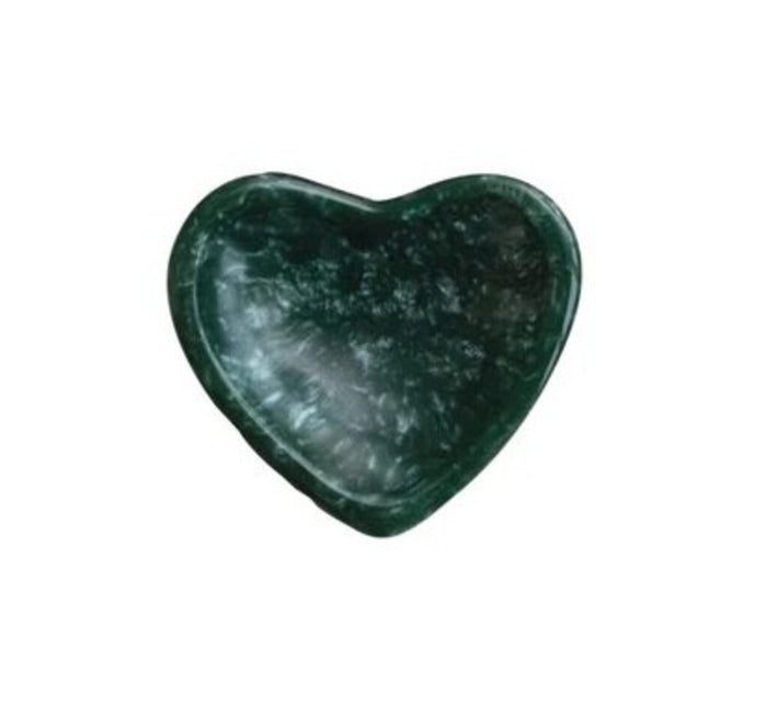 Marbled Resin Heart Shaped Dish, Green