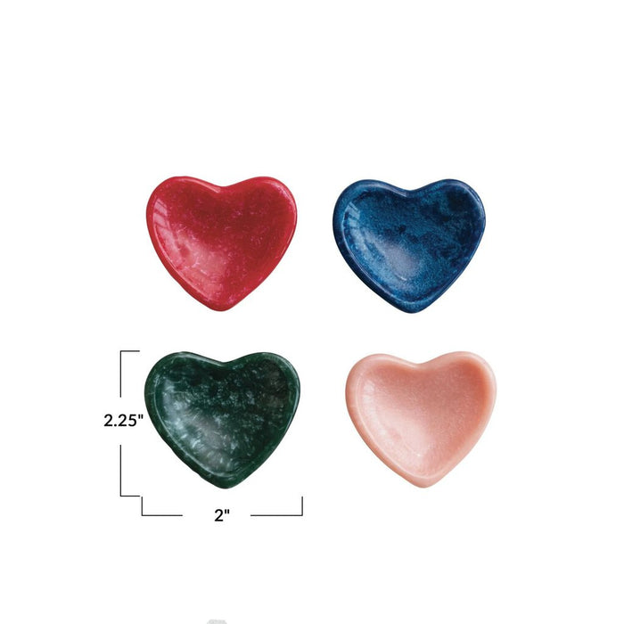 Marbled Resin Heart Shaped Dish, Green
