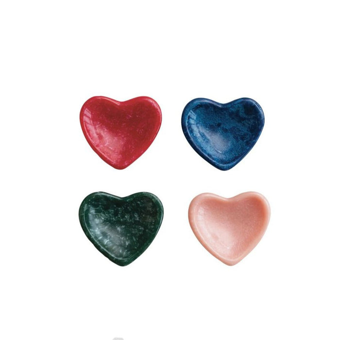 Marbled Resin Heart Shaped Dish, Pink