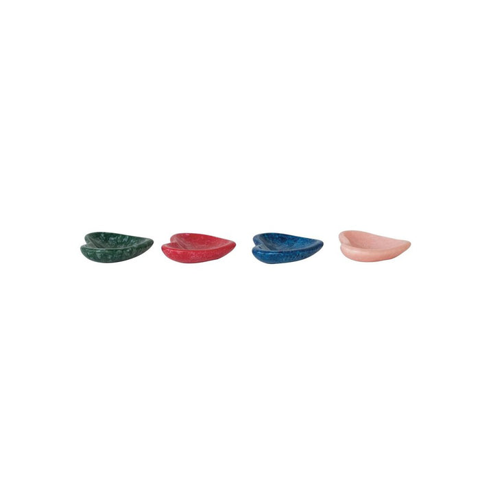 Marbled Resin Heart Shaped Dish, Pink