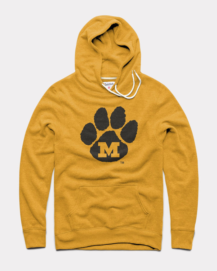 Gold Mizzou Paw Print Vintage Hoodie Sweatshirt