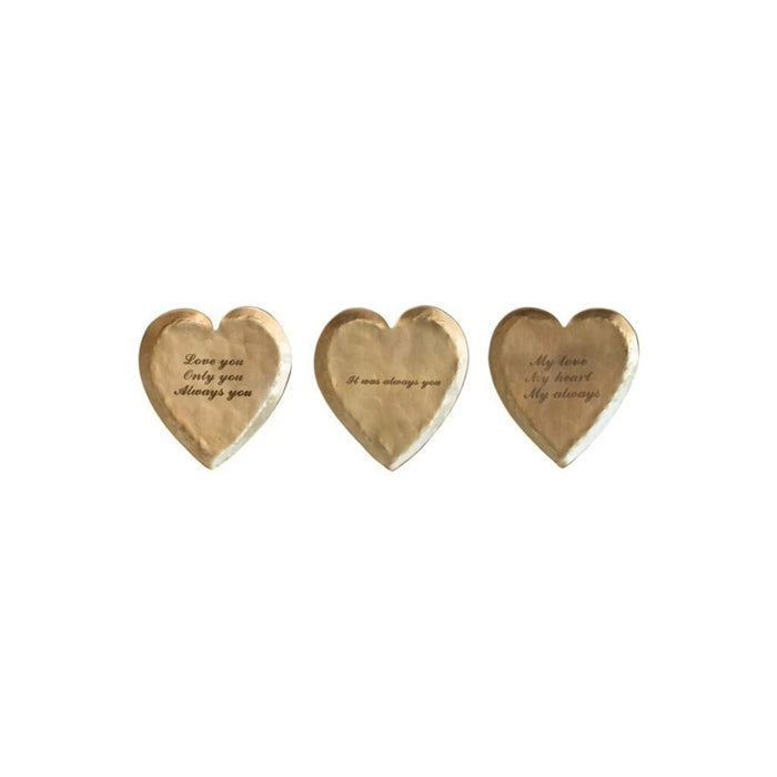 'Only You' Decorative Hammered Brass Heart Shaped Dish