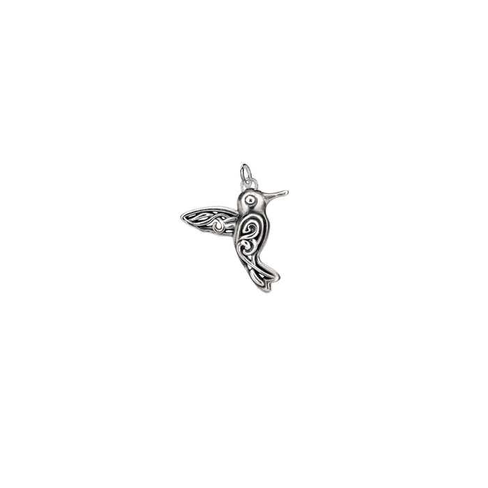Oxidized Silver Hummingbird Charm