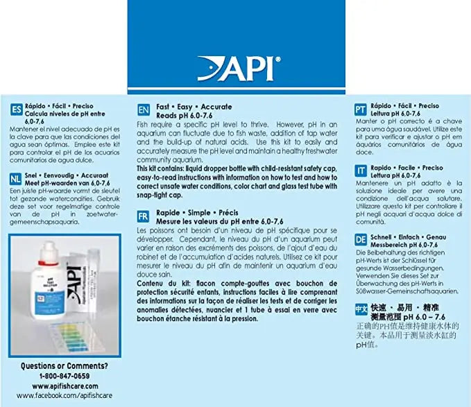 PH test kit with white bottle, blue cap, and clear glass tube for water testing