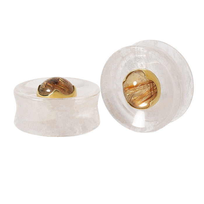 Quartz & Rutilated Quartz Stone Inlay Plugs