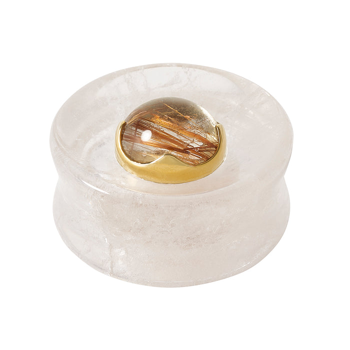 Quartz & Rutilated Quartz Stone Inlay Plugs