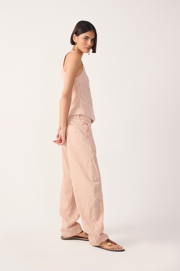 Red Stripes Barrel Twill Pants_3