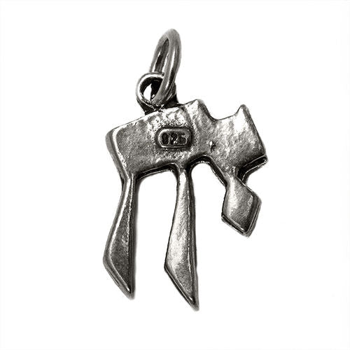 Silver 925 Pendant necklace Hai Good Luck Long Life Hand Made 0.5 x 0.7" - Holy Land Store