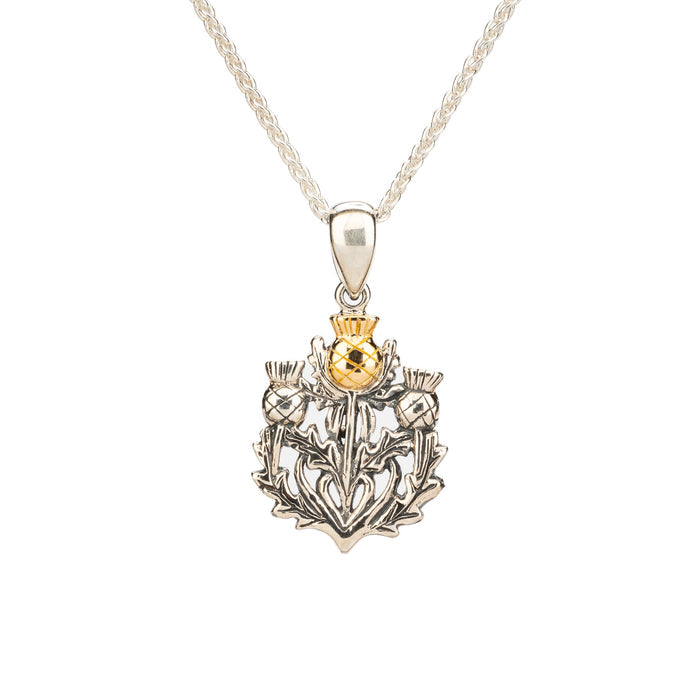 Silver and 24k Vermeil Thistle Pendant
