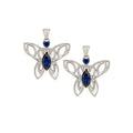 Silver and Lab Grown Blue Sapphire Butterfly Drop Post Alchemy Earrings
