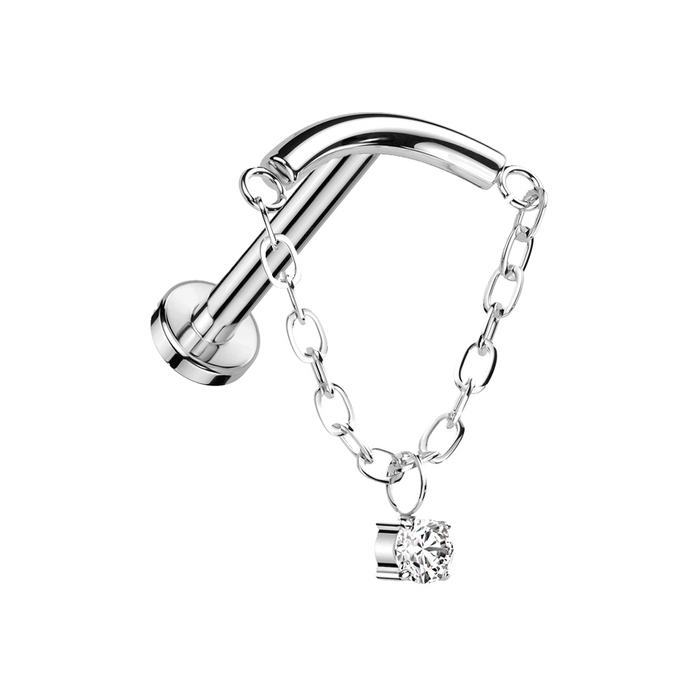 Silver Chain Titanium Threadless Labret 5mm