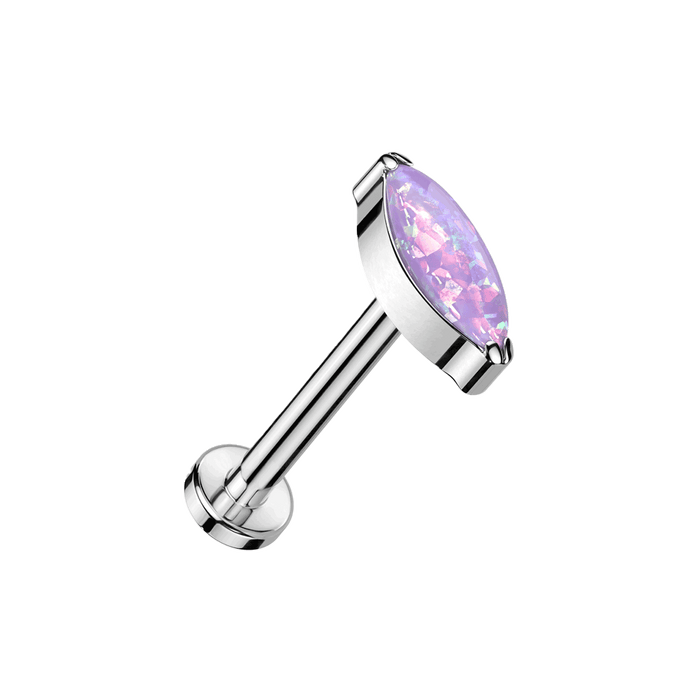 Silver Purple Opal Marquise Titanium Threadless Labret 5mm