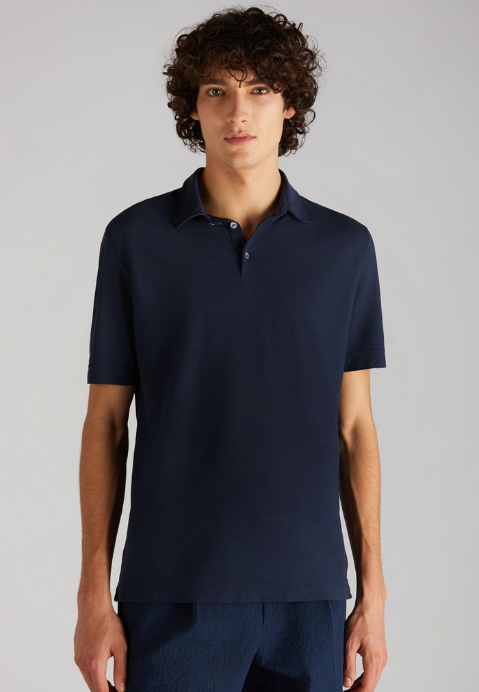 Zanone - Slim-fit organic IceCotton polo shirt - blue copy