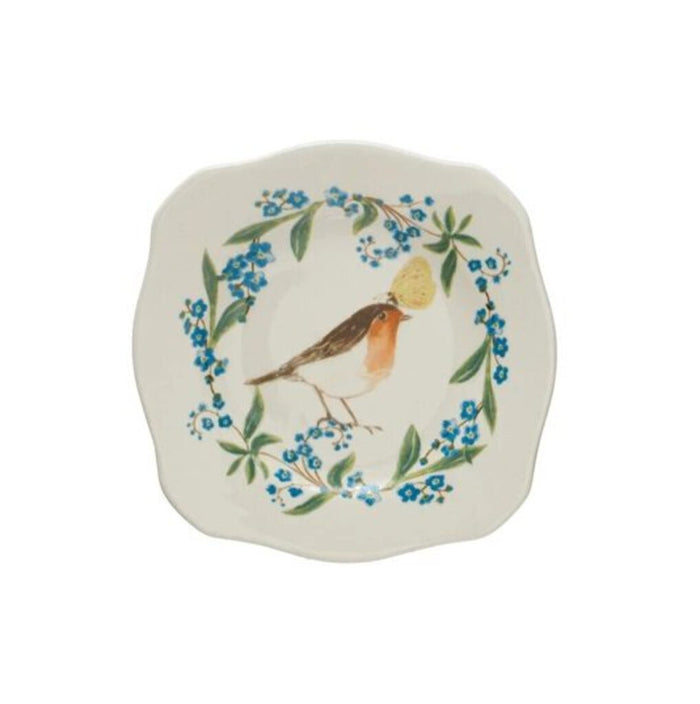 Stoneware Scalloped Plate, Bird