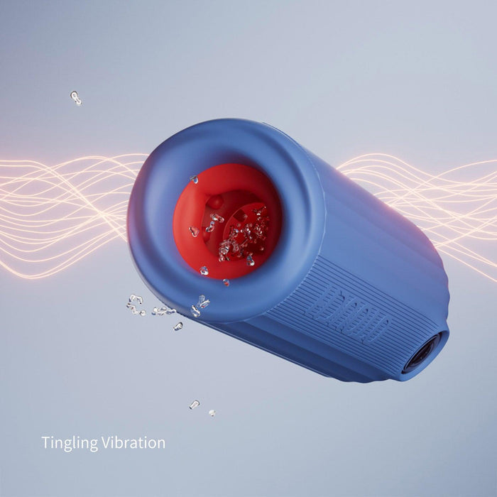 OTOUCH Submarine waterproof masturbator tingling vibration feature visualization with water droplets and wave effect showing 7 vibration modes