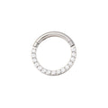 Titanium Clicker - Side Facing Clear CZ (18g)