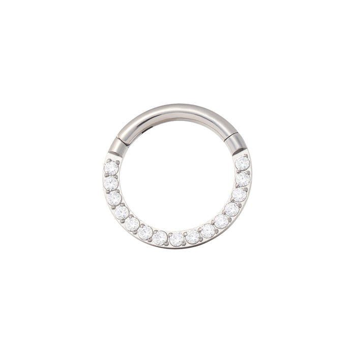 Titanium Clicker - Side Facing Clear CZ (18g)