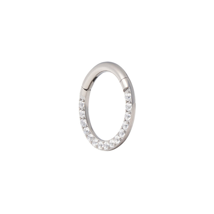 Titanium Clicker - Side Facing Clear CZ (18g)