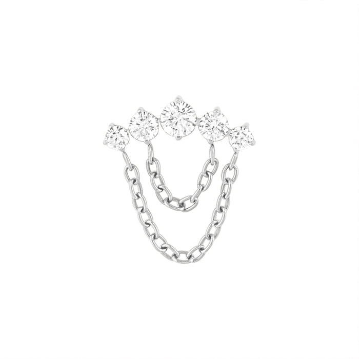 Titanium Four Rounds Loop Chain Threadless End - Clear CZ (18g/16g)