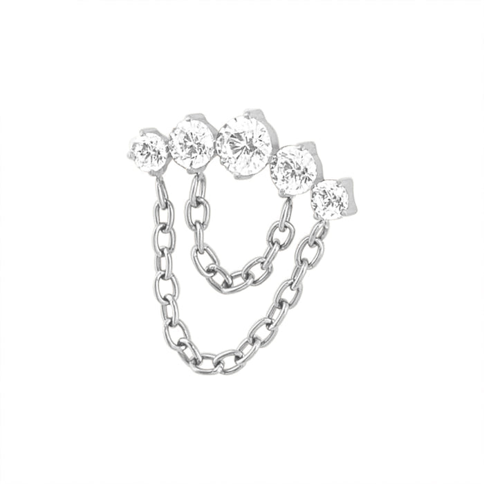 Titanium Four Rounds Loop Chain Threadless End - Clear CZ (18g/16g)
